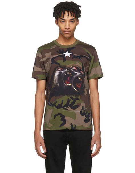 givenchy t shirt monkey brothers|Camo printed t.